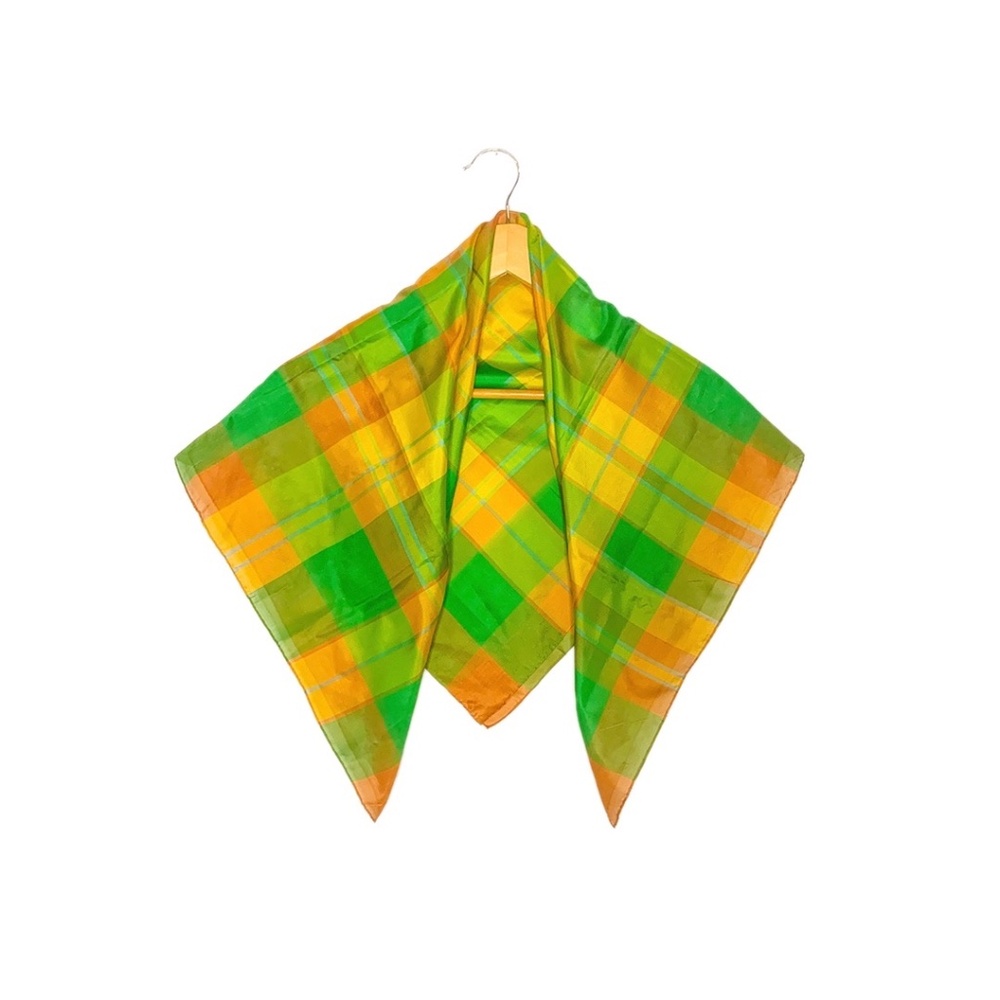 Vintage Silk Plaid Scarf